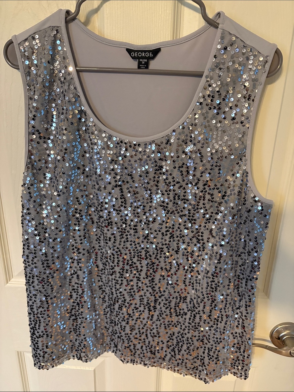 George Silver Sequin Sleeveless Scoop Tank